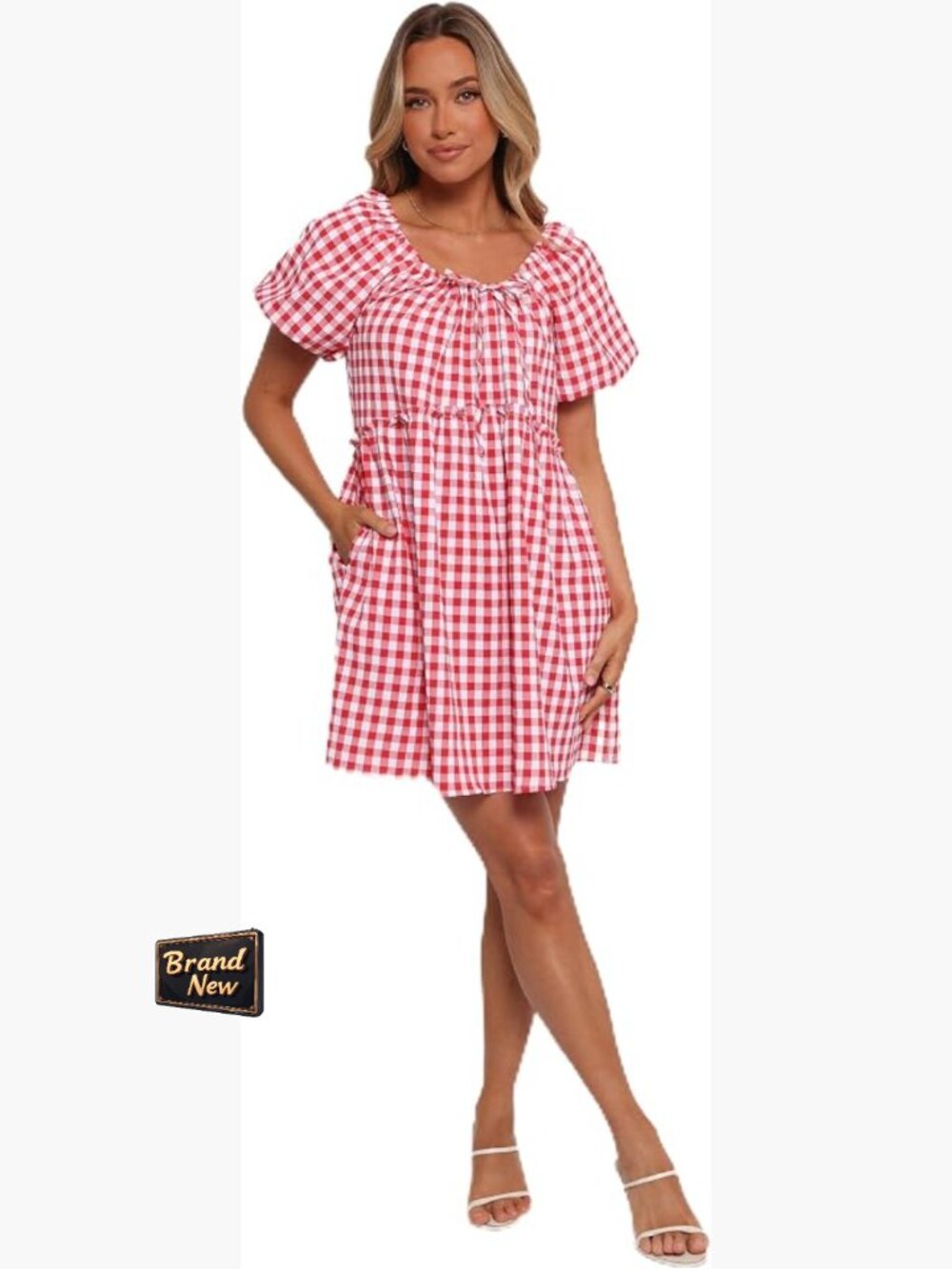 Petal Pup Women's Dorothea Mini Gingham Smock Dress with Pockets